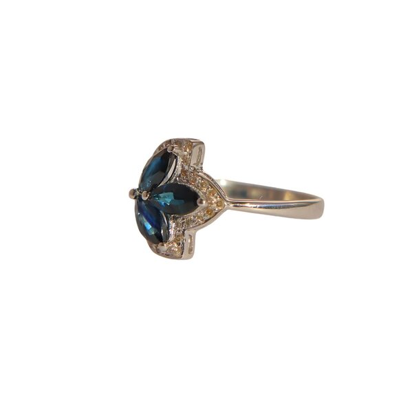 Genuine Sapphire and Diamond Ring in 925 Sterling Silver - Picture 4 of 6